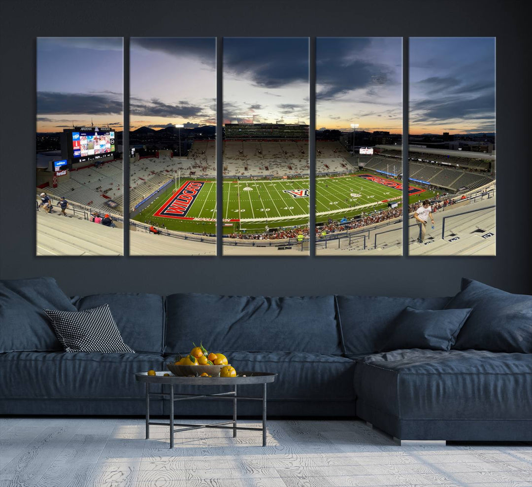 Arizona Wildcats Football Team Print - Tucson Arizona Stadium Wall Art Canvas Print