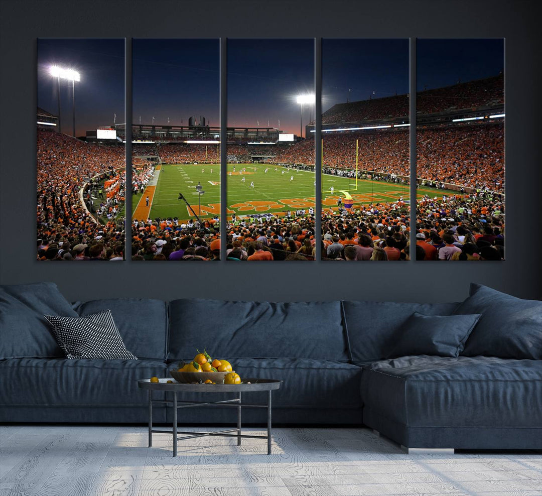 Clemson University Tigers Football Team Print - Clemson Memorial Stadium Wall Art Canvas Print