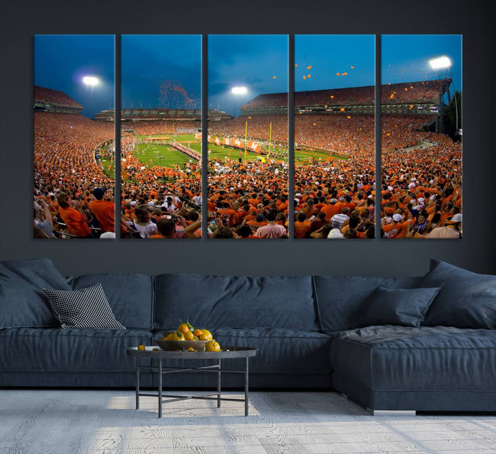 Clemson University Tigers Football Team Print - Clemson Memorial Stadium Wall Art Canvas Print