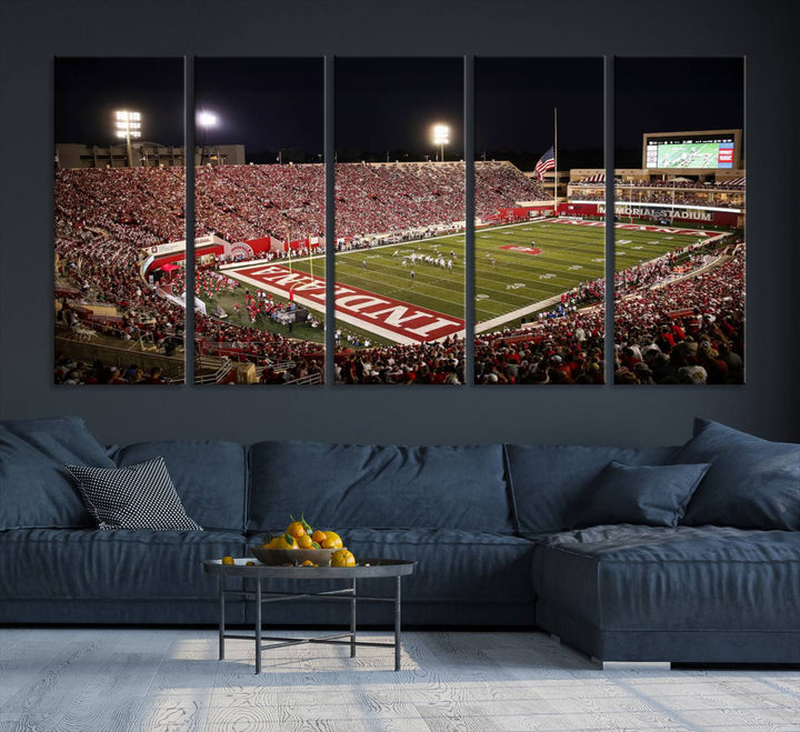 Indiana University Hoosiers Football Team Print - Bloomington Memorial Stadium Wall Art Canvas Print