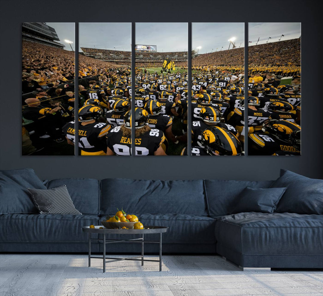 Iowa University Hawkeyes Football Team Print - Iowa City Kinnick Stadium Wall Art Canvas Print