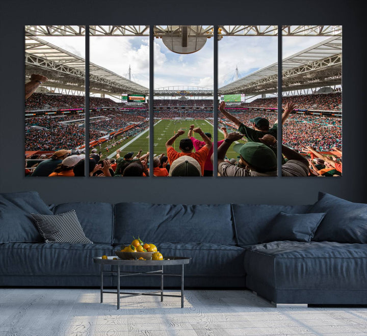 Miami Hurricanes Football Team Print - Miami Hard Rock Stadium Wall Art Canvas Print