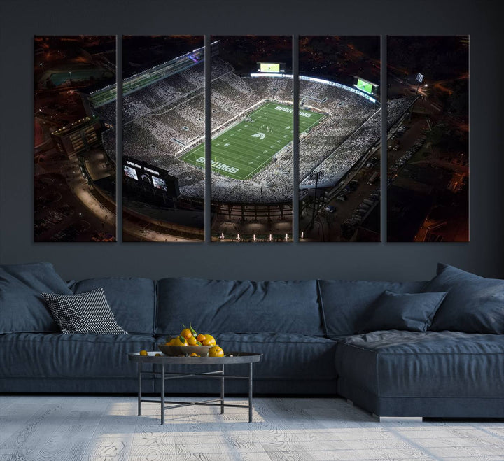 Michigan State Spartans Football Team Print - East Lansing Spartan Stadium Wall Art Canvas Print