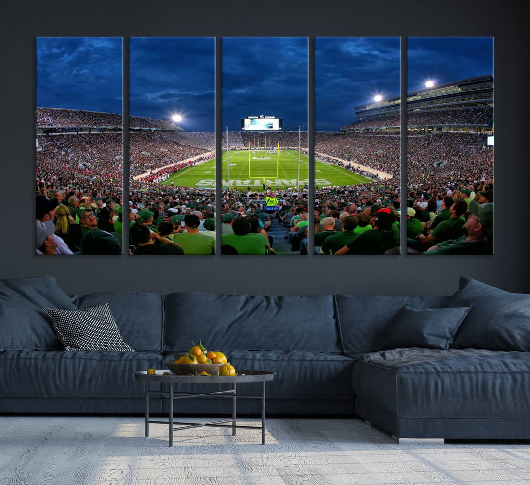 Michigan State Spartans Football Team Print - East Lansing Spartan Stadium Wall Art Canvas Print