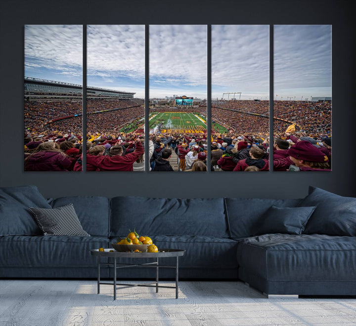 University of Minnesota Golden Gophers Football Team Print - Minneapolis Huntington Bank Stadium Wall Art Canvas Print