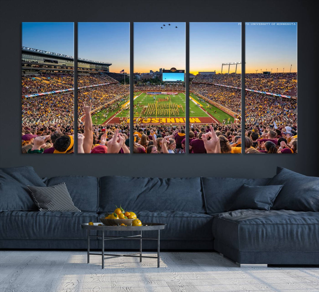 University of Minnesota Golden Gophers Football Team Print - Minneapolis Huntington Bank Stadium Wall Art Canvas Print