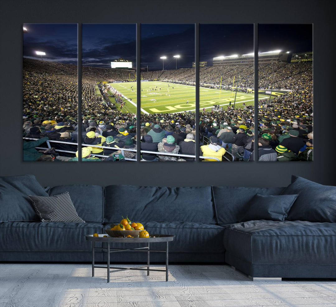 University of Oregon Ducks Football Team Print - Eugene Autzen Stadium Wall Art Canvas Print