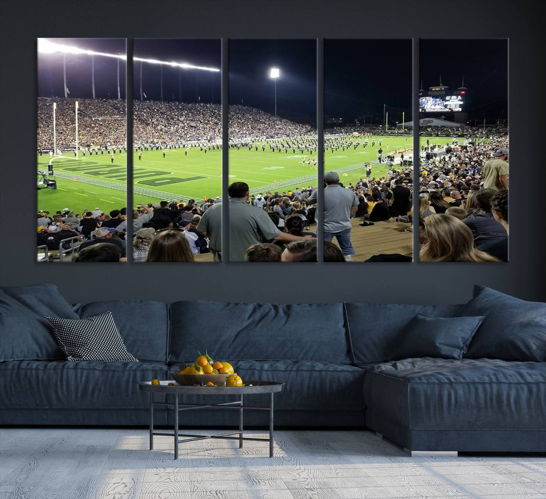 Purdue University Boilermakers Football Team Print - West Lafayette Ross-Ade Stadium Wall Art Canvas Print