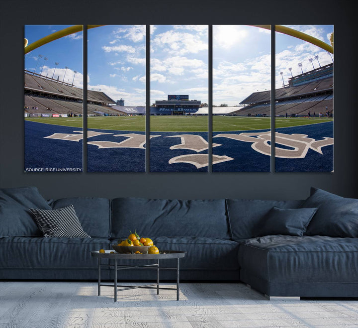 Rice University Owls Football Team Print - Houston Rice Stadium Wall Art Canvas Print