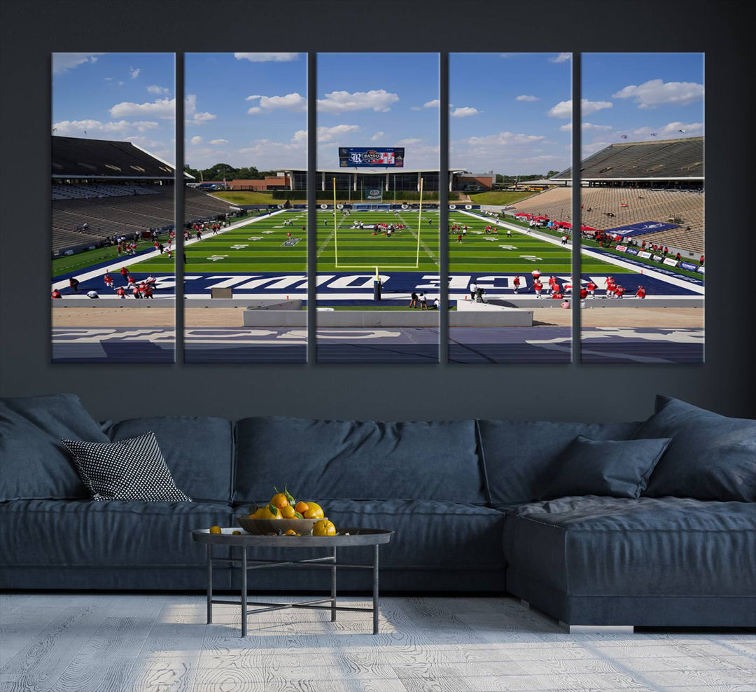 Rice University Owls Football Team Print - Houston Rice Stadium Wall Art Canvas Print