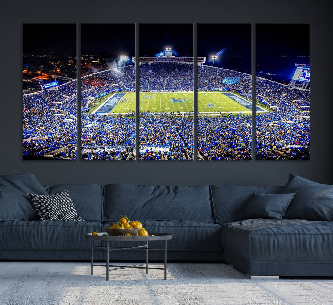 The University of Memphis Tigers Football Team Wall Art Canvas Print shines brightly.