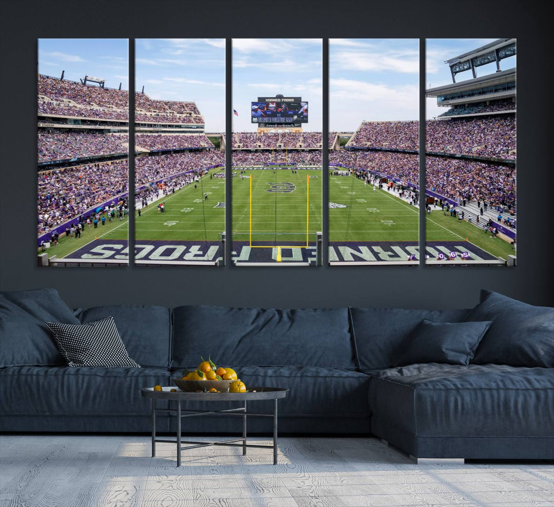 TCU Horned Frogs Football Team Print - Fort Worth Amon G. Carter Stadium Wall Art Canvas Print.t