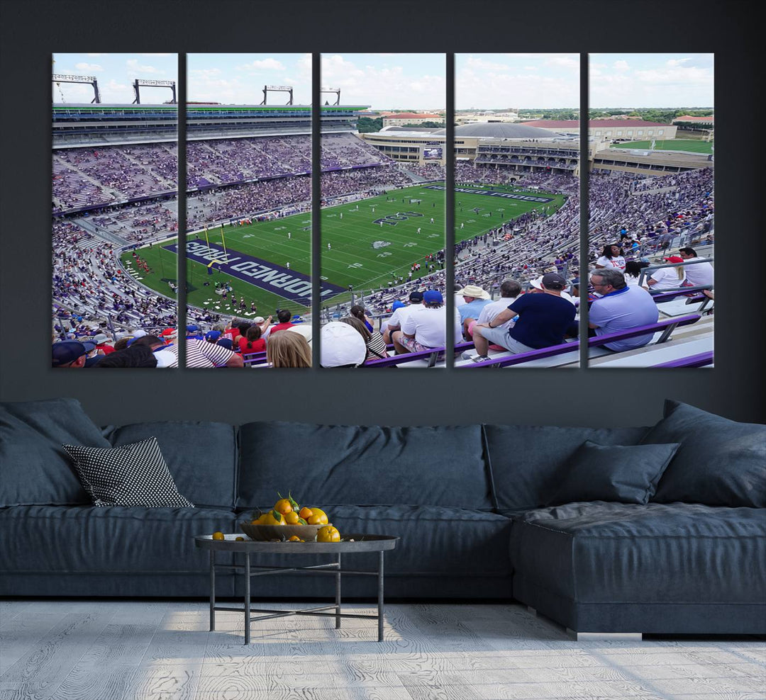 The Texas Christian University TCU Horned Frogs Football Team Print - Fort Worth Amon G. Carter Stadium Wall Art Canvas Print