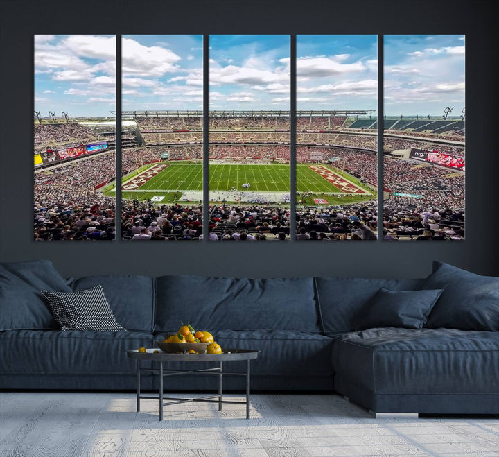 The Temple University Owls Athletics canvas print of a game at Lincoln Financial Field.