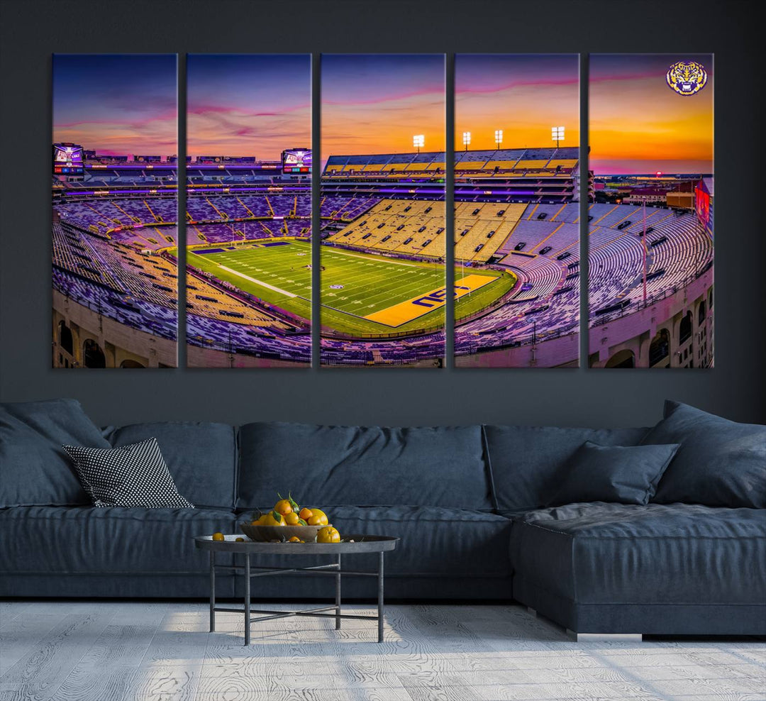 The Louisiana State University Tigers Football Team Print - Baton Rouge Tiger Stadium Wall Art Canvas Print