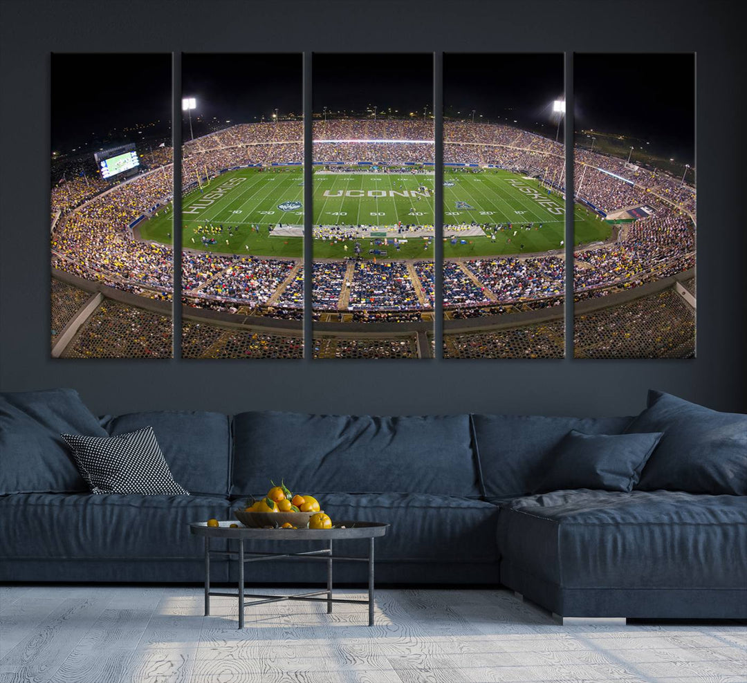 The University of Connecticut UCONN Huskies Football Team Print - East Hartford Pratt & Whitney Stadium Wall Art Canvas Print