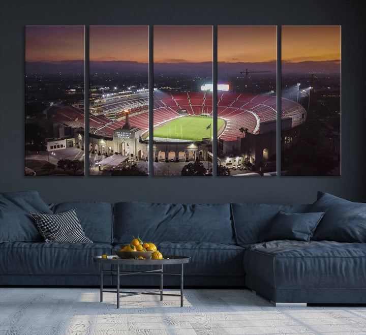 The University of Southern California USC Trojans Football Team Print - Los Angeles Memorial Coliseum Stadium Wall Art Canvas Print