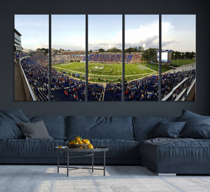 Wallace Wade Stadium print featuring a green field and sky.