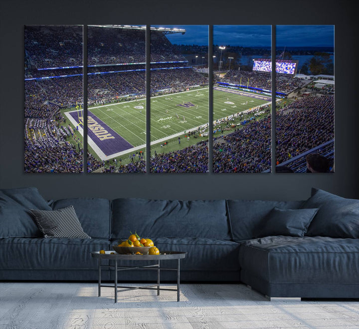 The University of Washington Huskies Football Team Print - Seattle Husky Stadium Wall Art Canvas Print