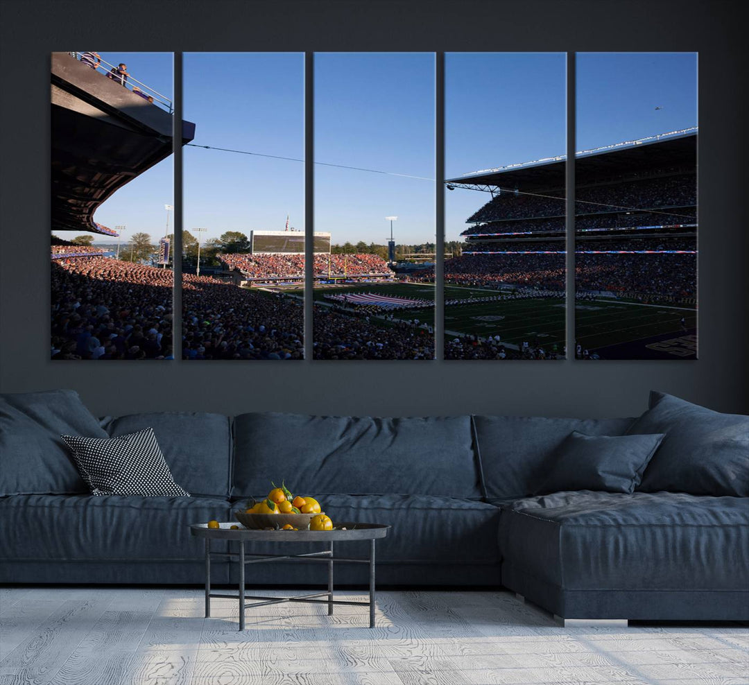 The University of Washington Huskies Football Team Print - Seattle Husky Stadium Wall Art Canvas Print