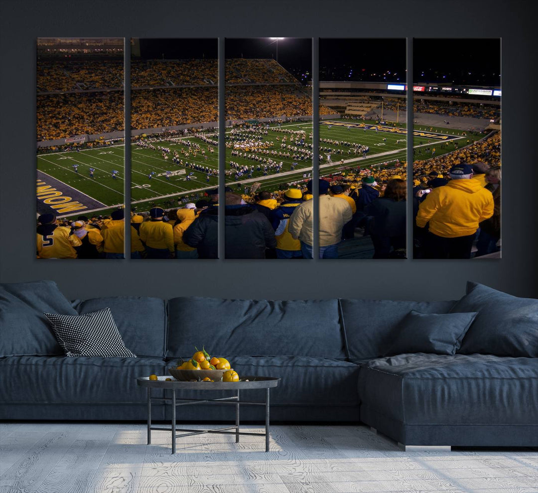 West Virginia Uni Mountaineers Football Canvas Wall Art Print.