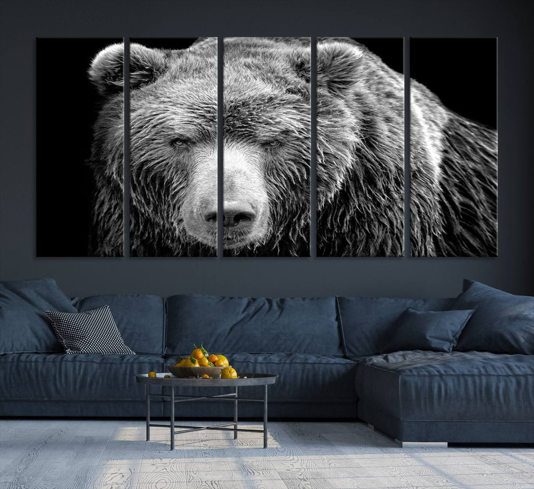 Grizzly Bear Canvas Print | Ready to Hang Wall Art | Rustic Farmhouse & Cabin Decor | Wildlife Artwork