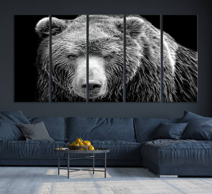 Grizzly Bear Canvas Print | Ready to Hang Wall Art | Rustic Farmhouse & Cabin Decor | Wildlife Artwork