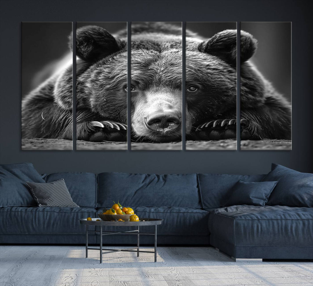 Resting Grizzly Bear Canvas Print | Ready to Hang Wall Art | Rustic Cabin & Farmhouse Decor | Wildlife Art