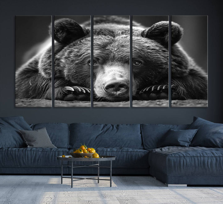 Resting Grizzly Bear Canvas Print | Ready to Hang Wall Art | Rustic Cabin & Farmhouse Decor | Wildlife Art