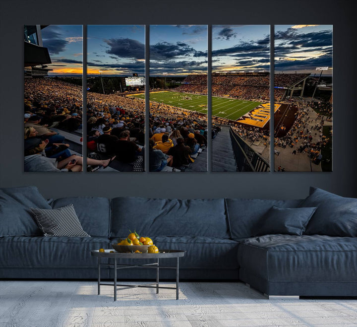 Cowboy Football War Memorial Stadium Wall Art | Ready to Hang Canvas Print of College Football Stadium at Sunset | Perfect for Sports Fans and Football Enthusiasts