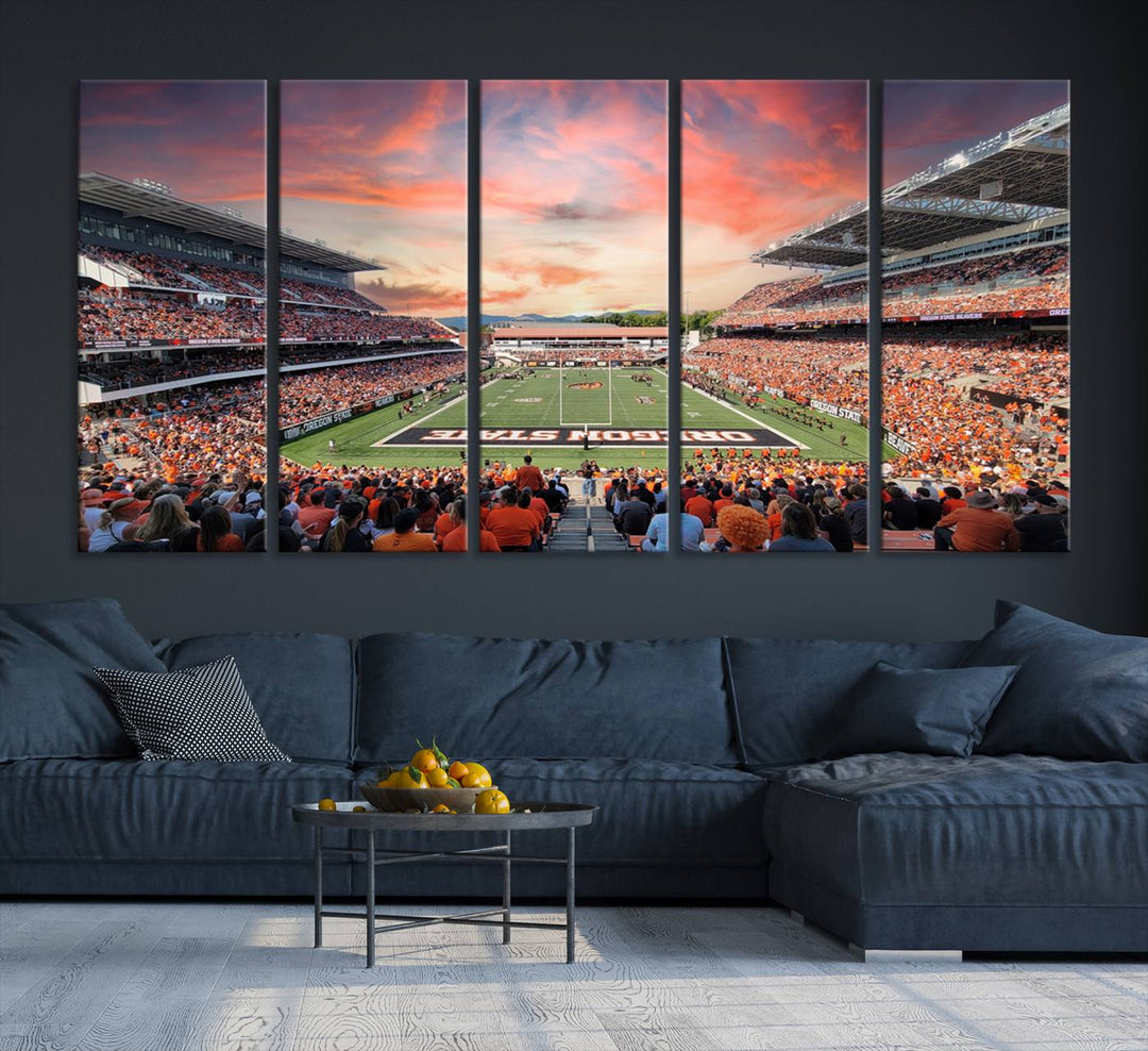 Oregon State Beavers Football Team Print - Corvallis Reser Stadium Wall Art Canvas Print