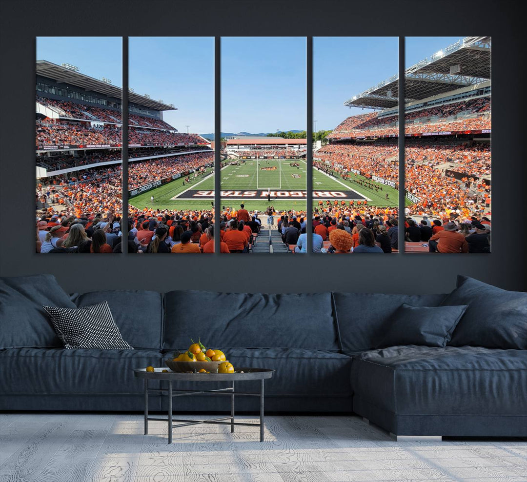 Oregon State Beavers Football Team Print - Corvallis Reser Stadium Wall Art Canvas Print