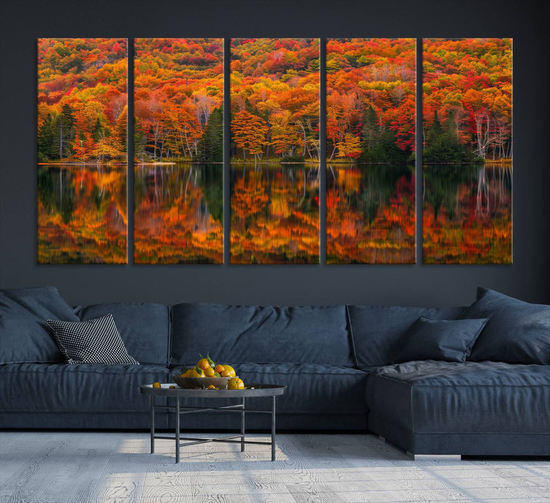 Autumn Reflection Canvas Print, Stunning Fall Foliage Wall Art, Serene Lake Landscape, Perfect Seasonal Decor Print