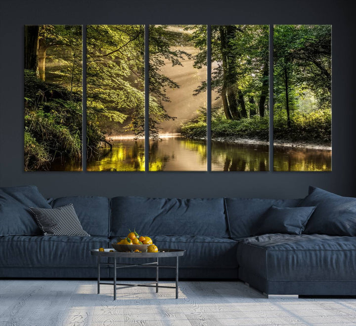 Forest River Landscape Wall Art | Ready to Hang Canvas Print | Perfect for Farmhouse Wall Decor, Cabin Wall Art, Nature-Inspired Home Décor