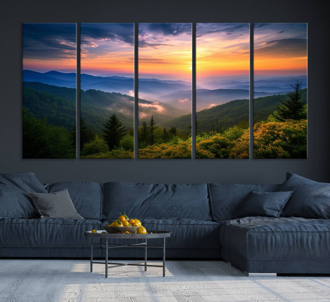 Majestic Mountain Sunrise Landscape Wall Art | Canvas Print Ready to Hang | Perfect for Farmhouse Wall Decor, Cabin Wall Art, Nature Lover’s Retreat