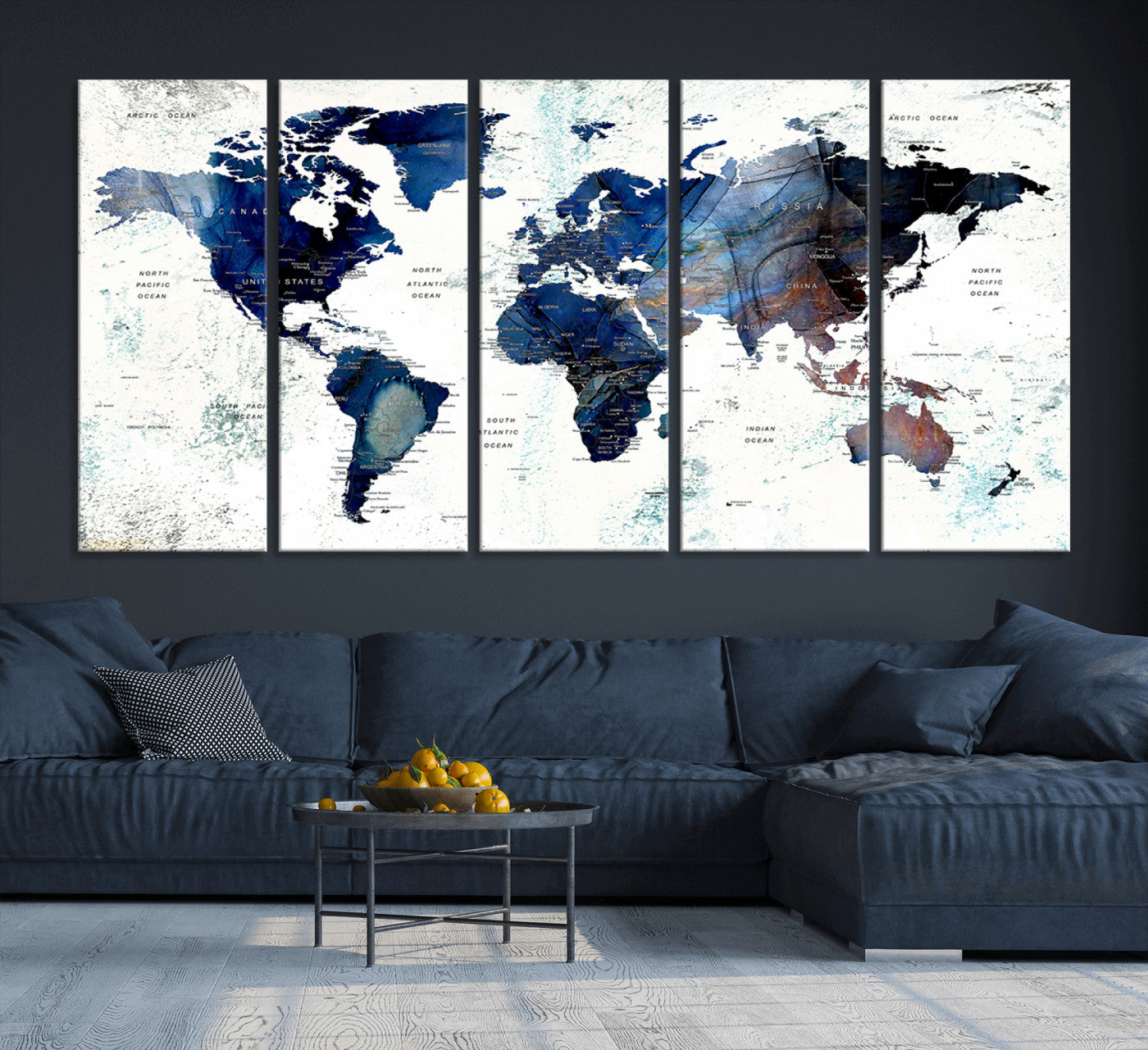 27071-MGV-CV-36X24-Push Pin World Map Canvas Print – Framed Wall Art for Couples to Track Their Travels – Anniversary Gift or Home Adventure Decor