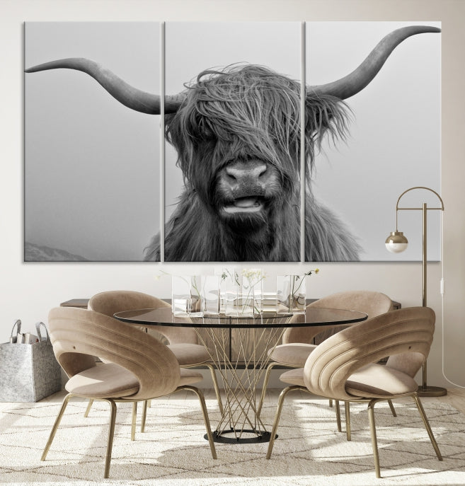 Texas Cow Wall Art Canvas Print