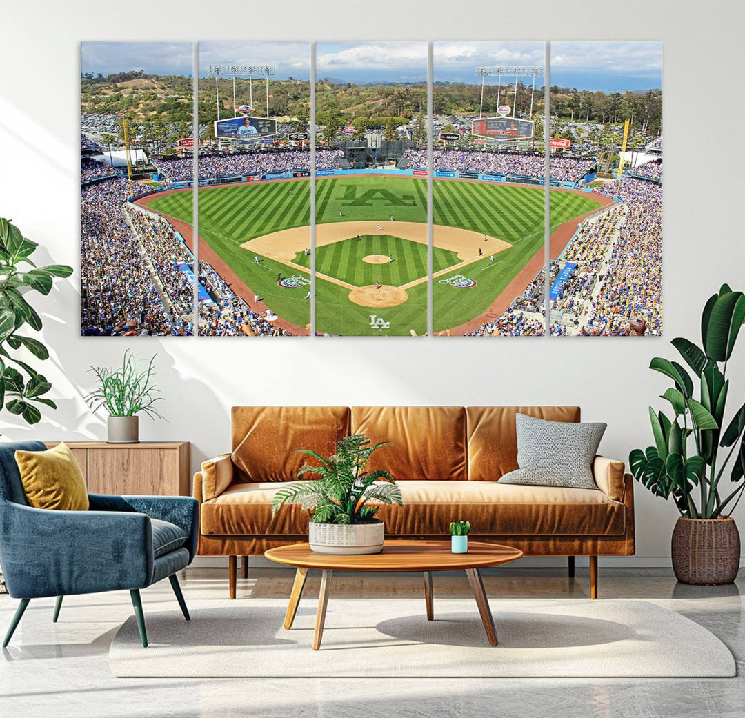 Aerial view of a sunny game day at Citi Field, captured in a 3-panel canvas print wall art.