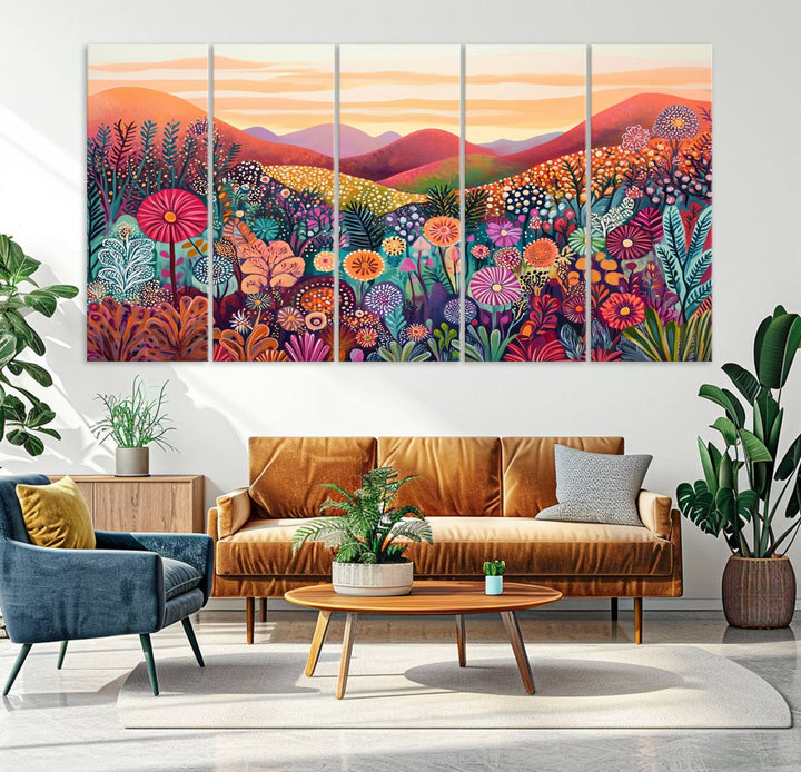 Yayoi Kusama 1986 Wall Art Print—a vibrant, Wabi Sabi abstract landscape that enhances tranquility.