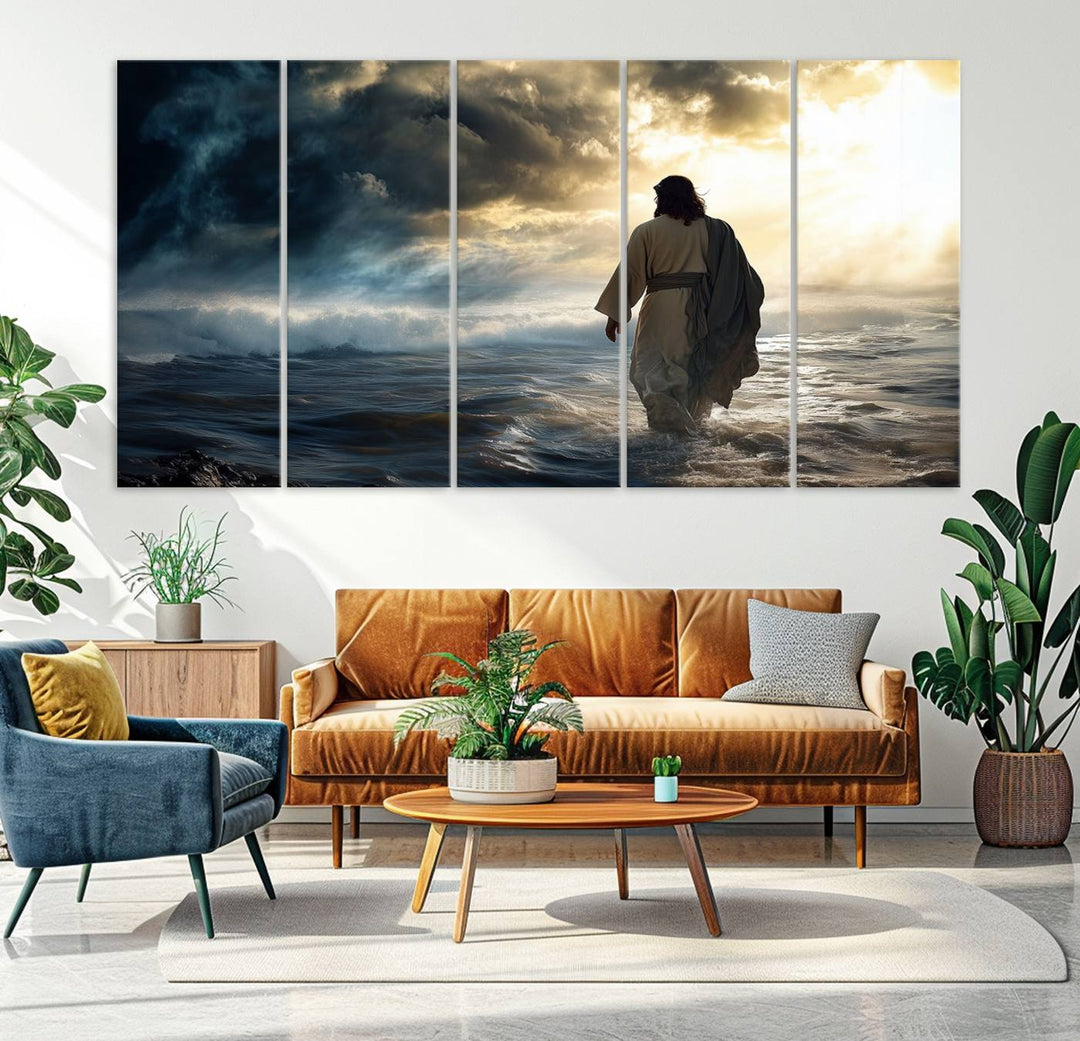 Jesus Walking on Water Wall Art | Canvas Print | Ready to Hang | Christian Home Decor | Spiritual Faith Wall Art | Inspirational Religious Wall Decor