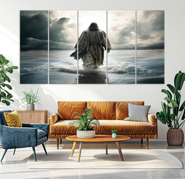 Jesus Walking on Water Wall Art | Canvas Print | Ready to Hang | Christian Home Decor | Spiritual Faith Wall Art | Inspirational Religious Wall Decor