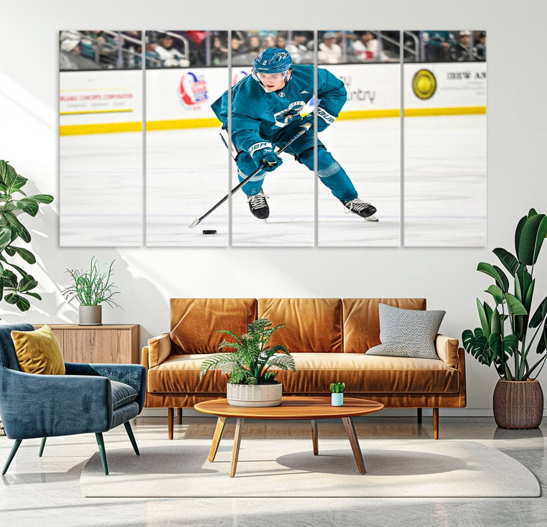 San Jose SharksIce Hockey Player Wall Art Canvas Print