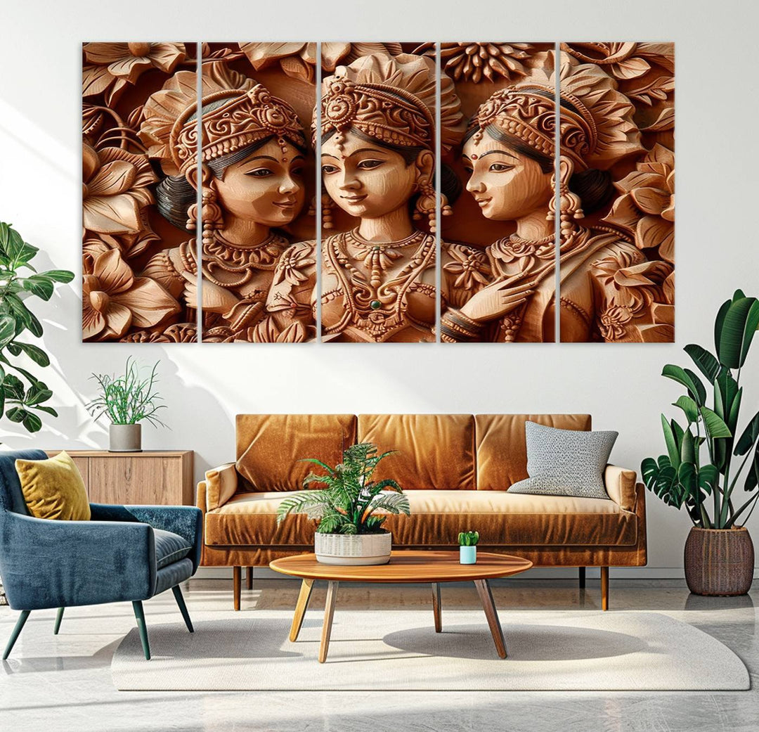 Indian Woman Statue Wall Art Canvas Print