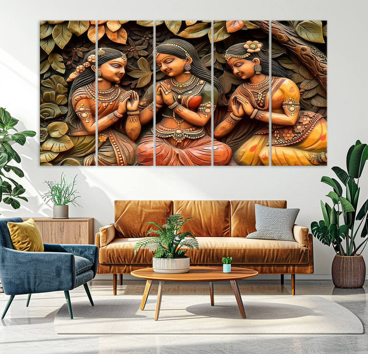 Indian Woman Statue Wall Art Canvas Print