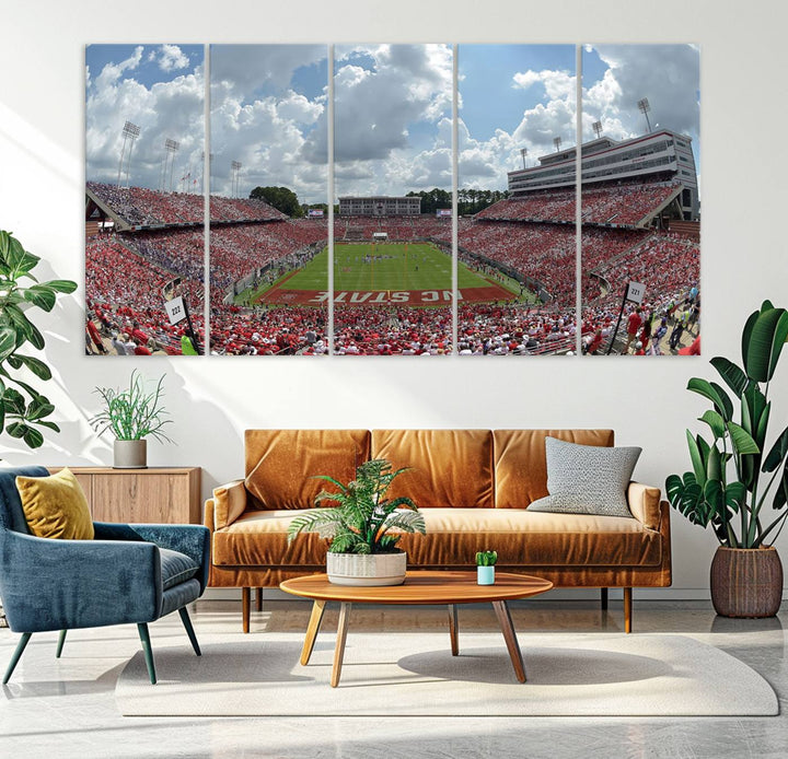 NC State Wolfpack Football Team Print - Raleigh Carter-Finley Stadium Wall Art Canvas Print