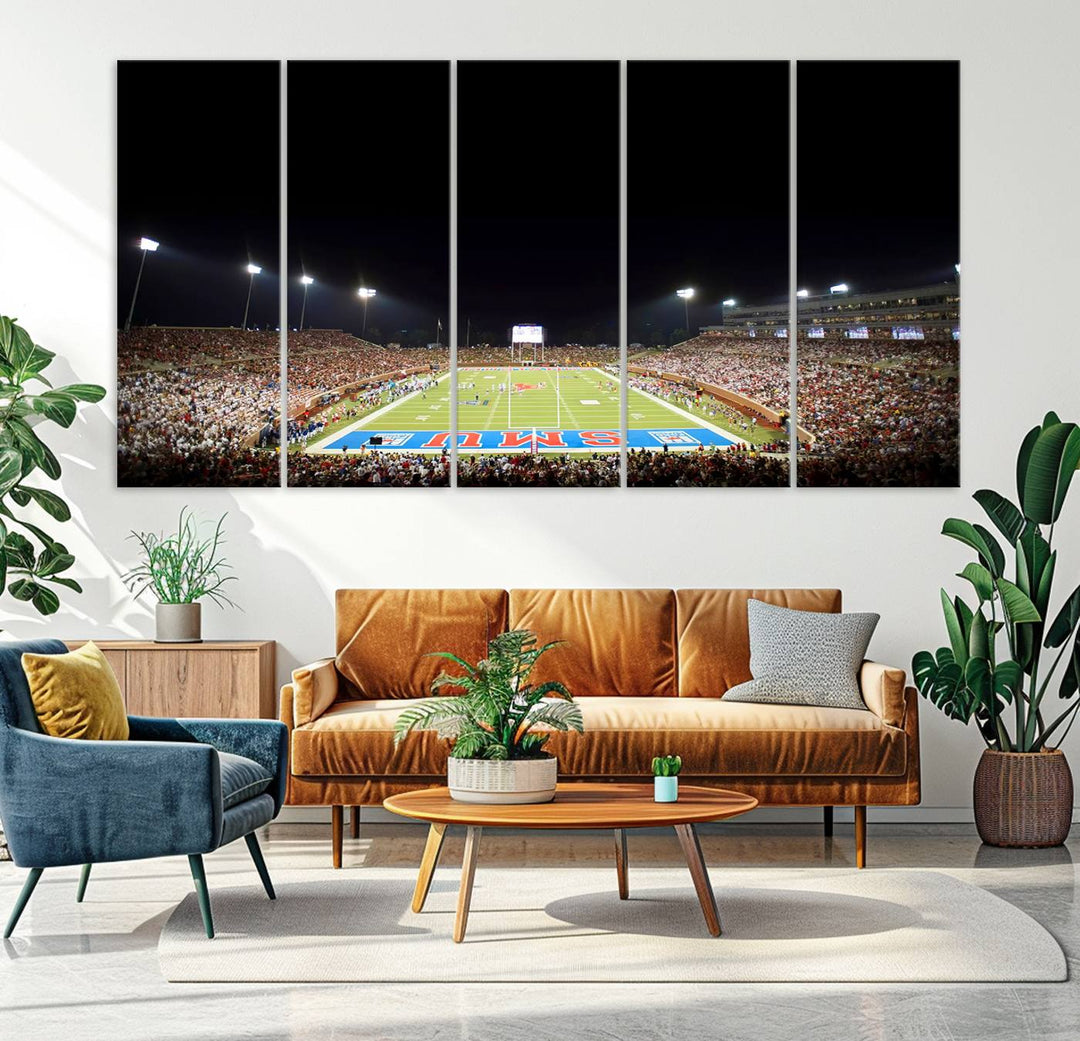 SMU Mustangs Football Team Print - Dallas Gerald J. Ford Stadium Wall Art Canvas Print