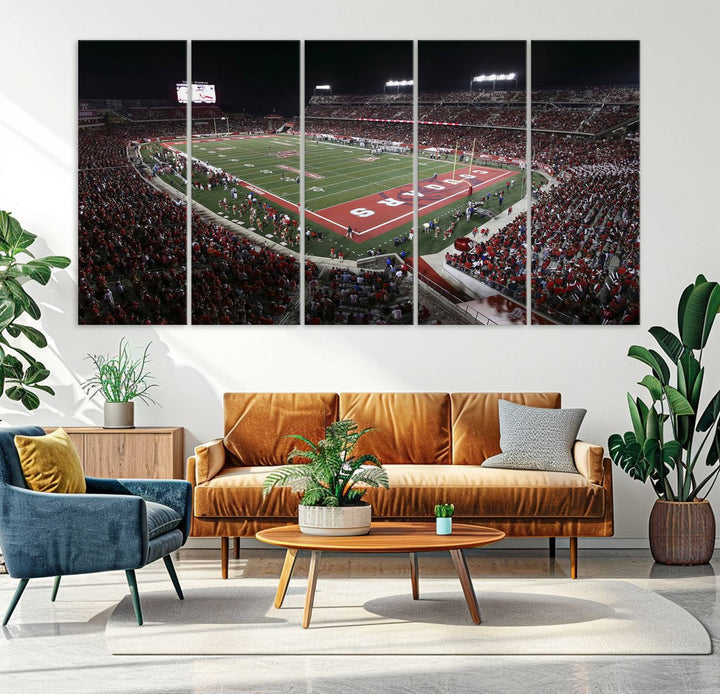 Houston Cougars Football Team Print - Houston TDECU Stadium Wall Art Canvas Print