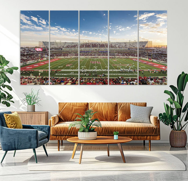 Houston Cougars Football Team Print - Houston TDECU Stadium Wall Art Canvas Print