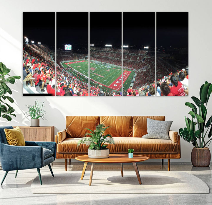 Houston Cougars Football Team Print - Houston TDECU Stadium Wall Art Canvas Print