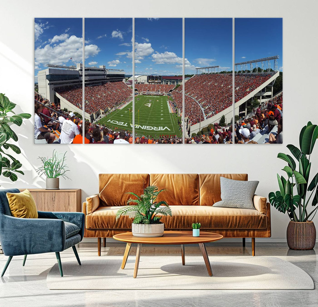 Virginia Tech Hokies Football Team Print - Blacksburg Lane Stadium Wall Art Canvas Print